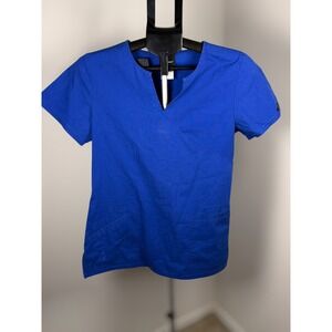 Baby Phat Kimora Lee Simmons Scrub Top Royal Blue Mock Wrap V-Neck Small 26891